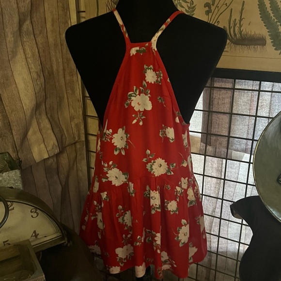 NWOT Volcom Red Floral Racerback Tank Top - Picture 3 of 3